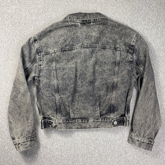Levi’s cropped denim trucker jacket faded black size 2 edgy streetwear - Picture 3 of 10